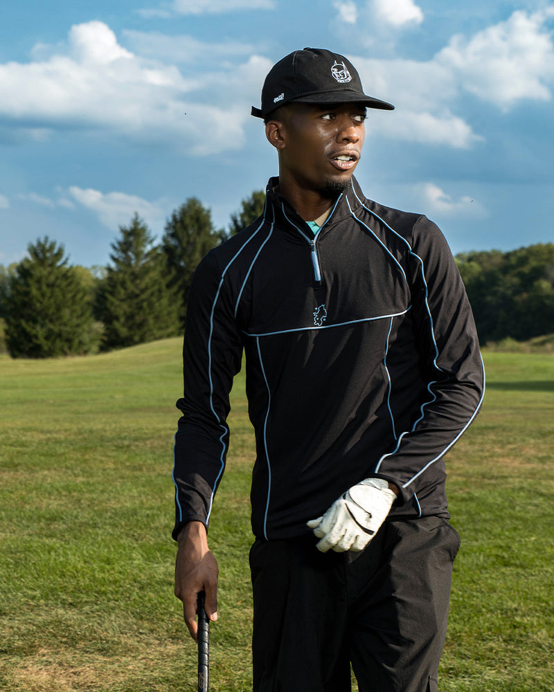 TONAL QUARTER-ZIP | BLACK/CAROLINA